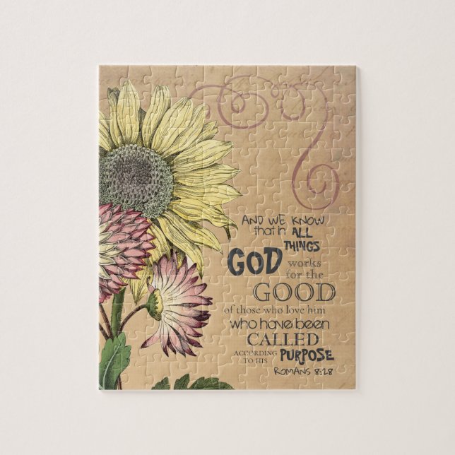 Sunflower Romans 8:28 Bible Verse  Jigsaw Puzzle (Vertical)