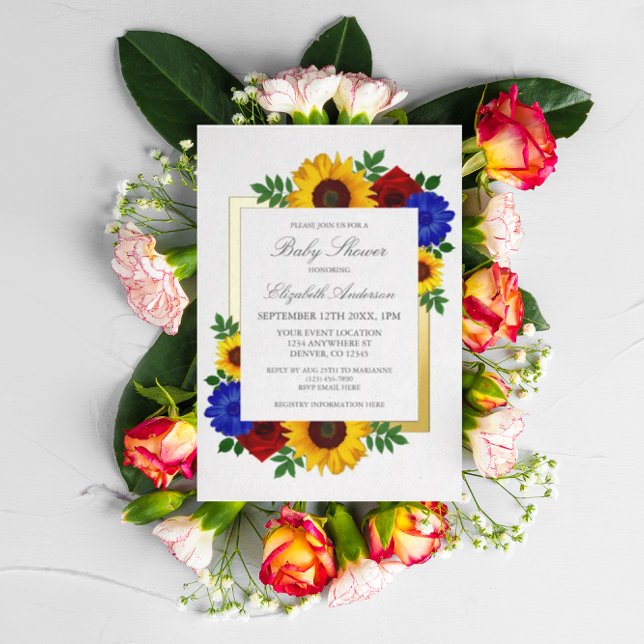 Sunflower Rose Autumn Floral Baby Shower (Creator Uploaded)