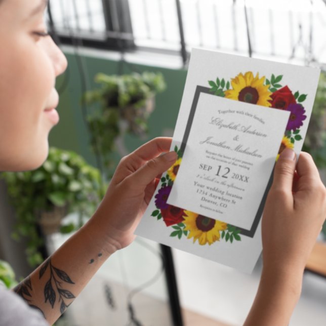 Sunflower Rose Autumn Floral Wedding Invitation (Creator Uploaded)