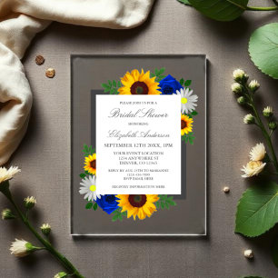 Sunflower Rose Daisy Autumn Floral Bridal Shower Acrylic Invitations