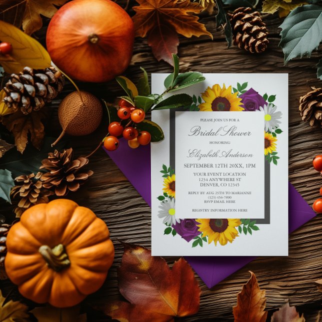 Sunflower Rose Daisy Autumn Floral Bridal Shower Invitation (Creator Uploaded)