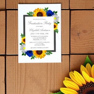 Sunflower Rose Daisy Autumn Floral Graduation Invitation
