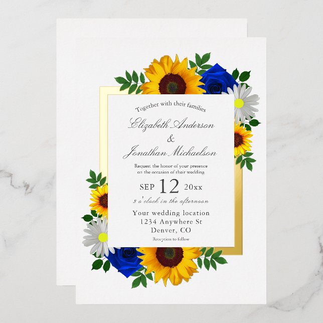 Sunflower Rose Daisy Autumn Floral Wedding (Front/Back)