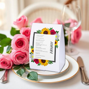 Sunflower Rose Daisy Autumn Floral Wedding Menu