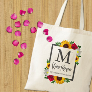 Sunflower Rose Daisy Autumn Floral Wedding Party Tote Bag