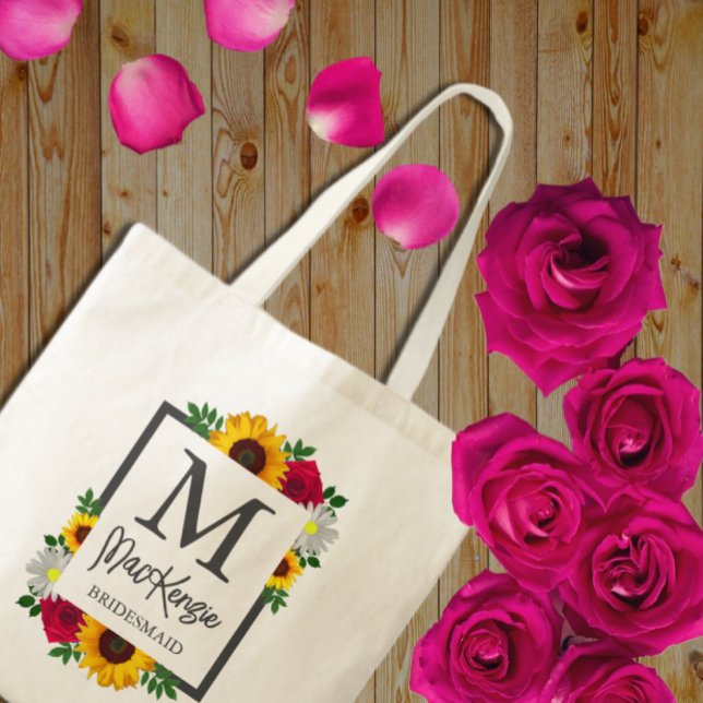 Sunflower Rose Daisy Autumn Floral Wedding Party Tote Bag (Creator Uploaded)
