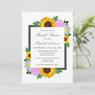 Sunflower Rose Daisy Floral Bridal Shower Invitation