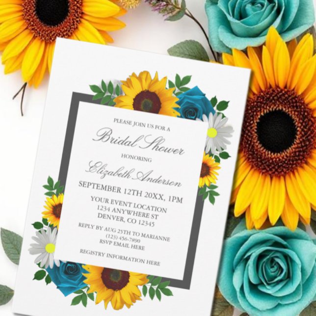 Sunflower Rose Daisy Floral Bridal Shower Invitation (Creator Uploaded)