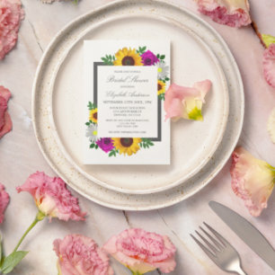 Sunflower Rose Daisy Floral Bridal Shower Invitation