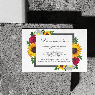 Sunflower Rose Daisy Floral Wedding Accommodation Enclosure Card