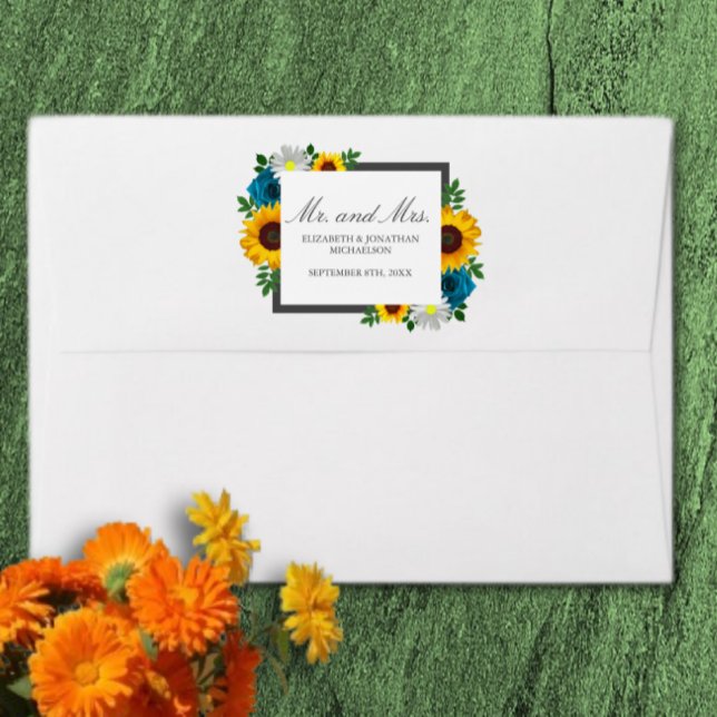 Sunflower Rose Daisy Floral Wedding Envelope (Creator Uploaded)