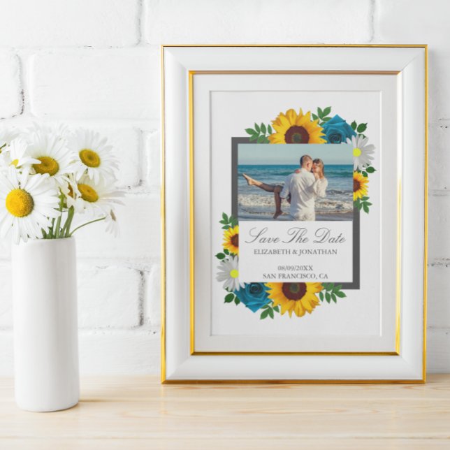Sunflower Rose Daisy Floral Wedding Save The Date (Creator Uploaded)