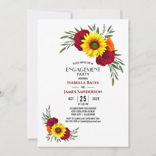 Sunflower Rose Engagement Party Invitation