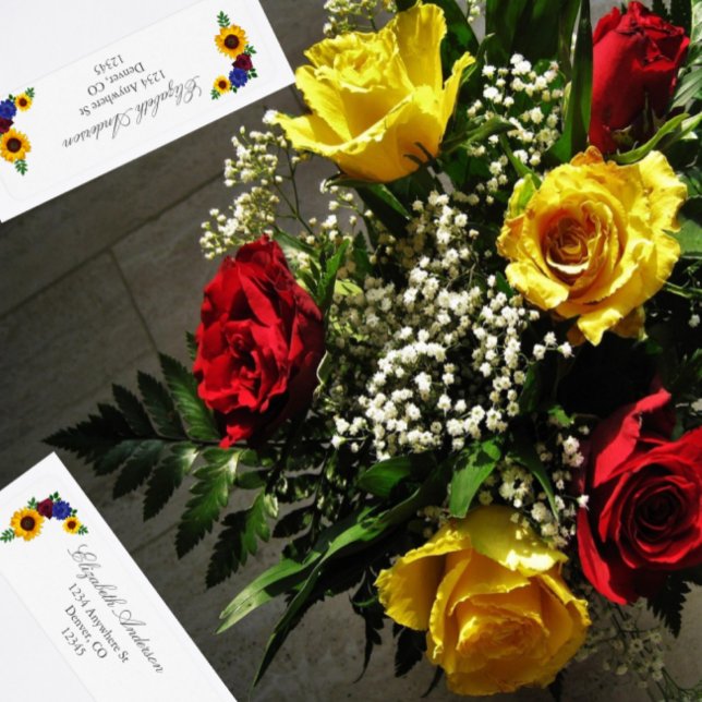 Sunflower Rose Floral Address  Return Address Label (Creator Uploaded)
