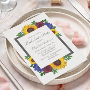 Sunflower Rose Floral Bachelorette Party Invitation