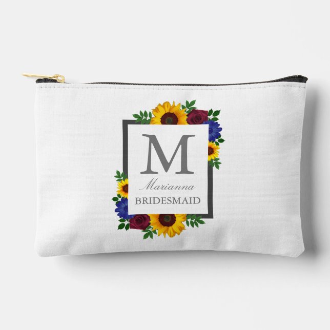 Sunflower Rose Floral Wedding Accessory Pouch (Front)