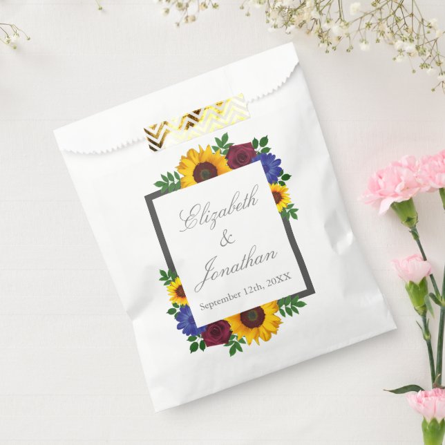 Sunflower Rose Floral Wedding Favour Bag (Sealed)