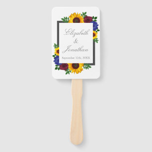 Sunflower Rose Floral Wedding Hand Fan