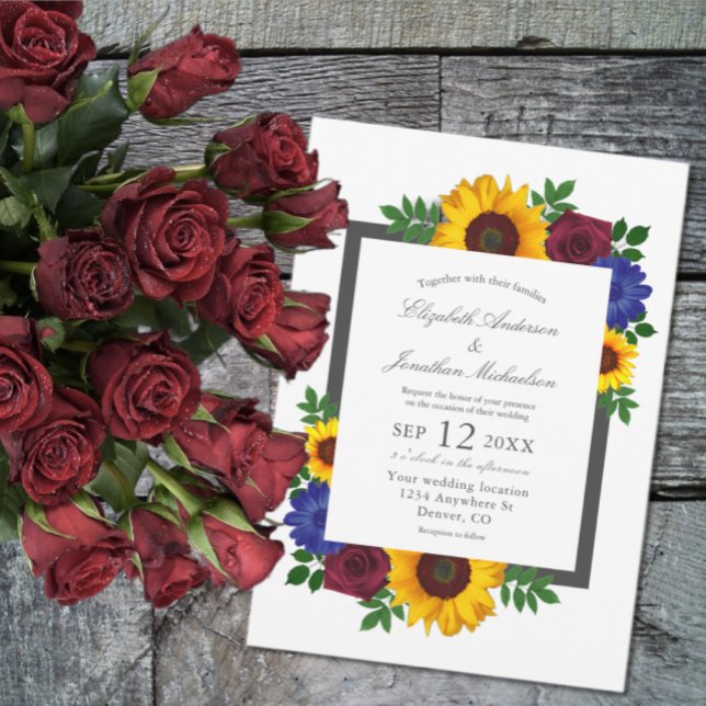 Sunflower Rose Floral Wedding Invitation (Creator Uploaded)