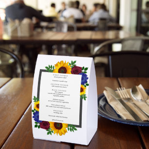 Sunflower Rose Floral Wedding Menu