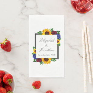 Sunflower Rose Floral Wedding Napkin