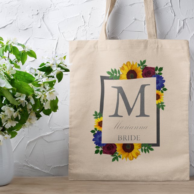 Sunflower Rose Floral Wedding Tote Bag (Creator Uploaded)