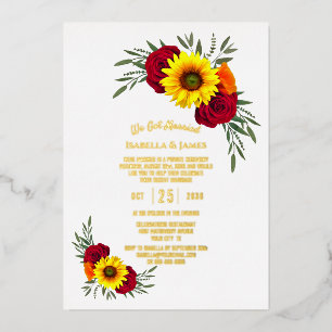 Sunflower Rose Gold Text Wedding Reception