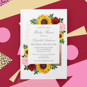 Sunflower Rose Peonies Autumn Floral Baby Shower