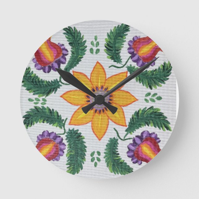 Sunflower Rose  Round Clock (Front)