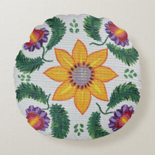 Sunflower Rose  Round Cushion