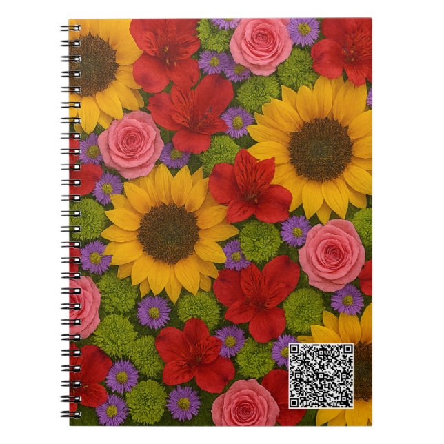 Sunflower Rose Spiral Photo Notebook (Front)