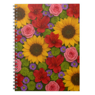 Sunflower Rose Spiral Photo Notebook