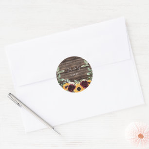 Sunflower Roses Barn Wood Wedding Envelope Seal