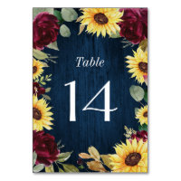 Sunflower Roses Burgundy Red and Navy Blue Wedding