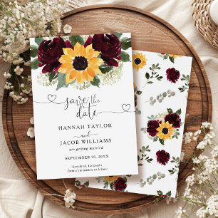 Sunflower Roses Rustic Wedding Save The Date