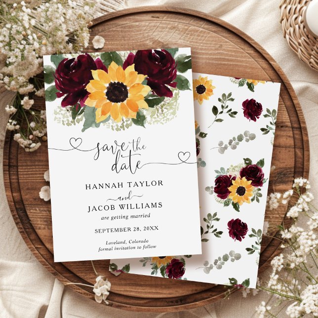 Sunflower Roses Rustic Wedding Save The Date (Creator Uploaded)