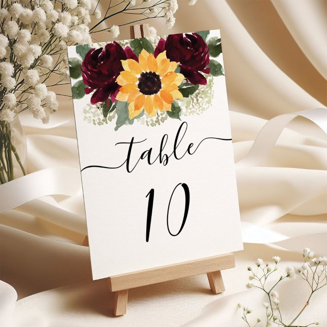 Sunflower Roses Rustic Wedding  Table Number (Creator Uploaded)