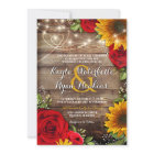 Sunflower & Roses Rustic Wood Lights Invitation