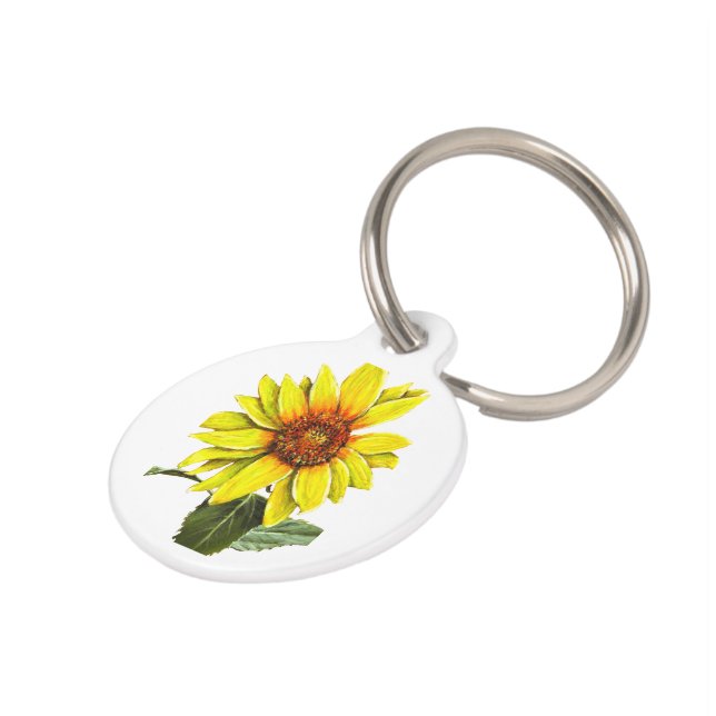 Sunflower Round Pet Tag (Side)