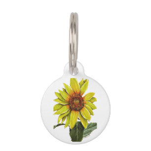 Sunflower Round Pet Tag - Optional Personalisation