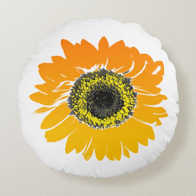 Sunflower round throw pillow (Front)