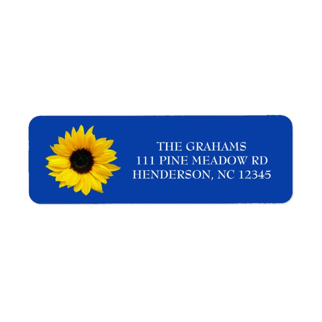 Sunflower Royal Blue Return Address Label (Front)