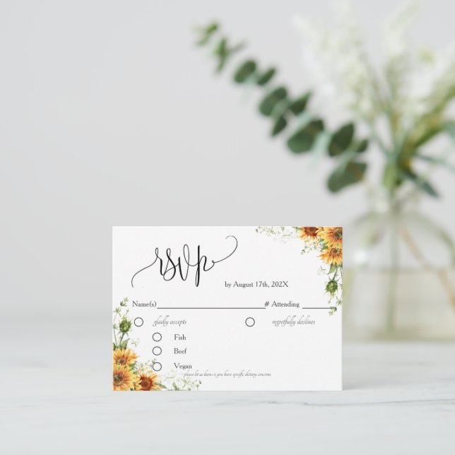 Sunflower RSVP Card Enclosure Card (Standing Front)