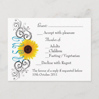 Sunflower RSVP Invitation Postcard