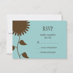 Sunflower RSVP on Blue Card