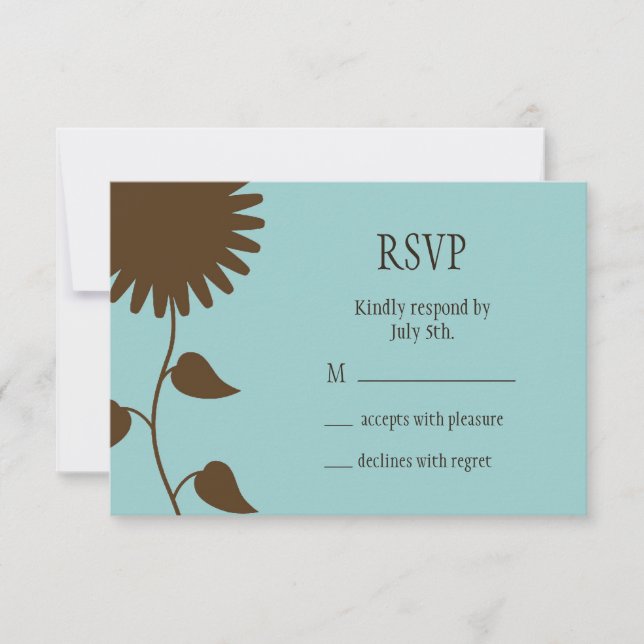 Sunflower RSVP on Blue Card (Front)