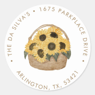 Sunflower - Rustic Autumn Return Address Classic R Classic Round Sticker