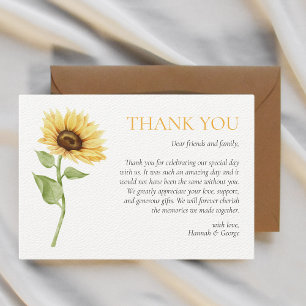 Sunflower Rustic Barn Summer Wedding Thank You Card