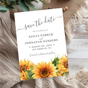 Sunflower rustic boho summer gardern white wedding save the date