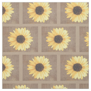Sunflower Rustic Burlap Tiles Fabric
